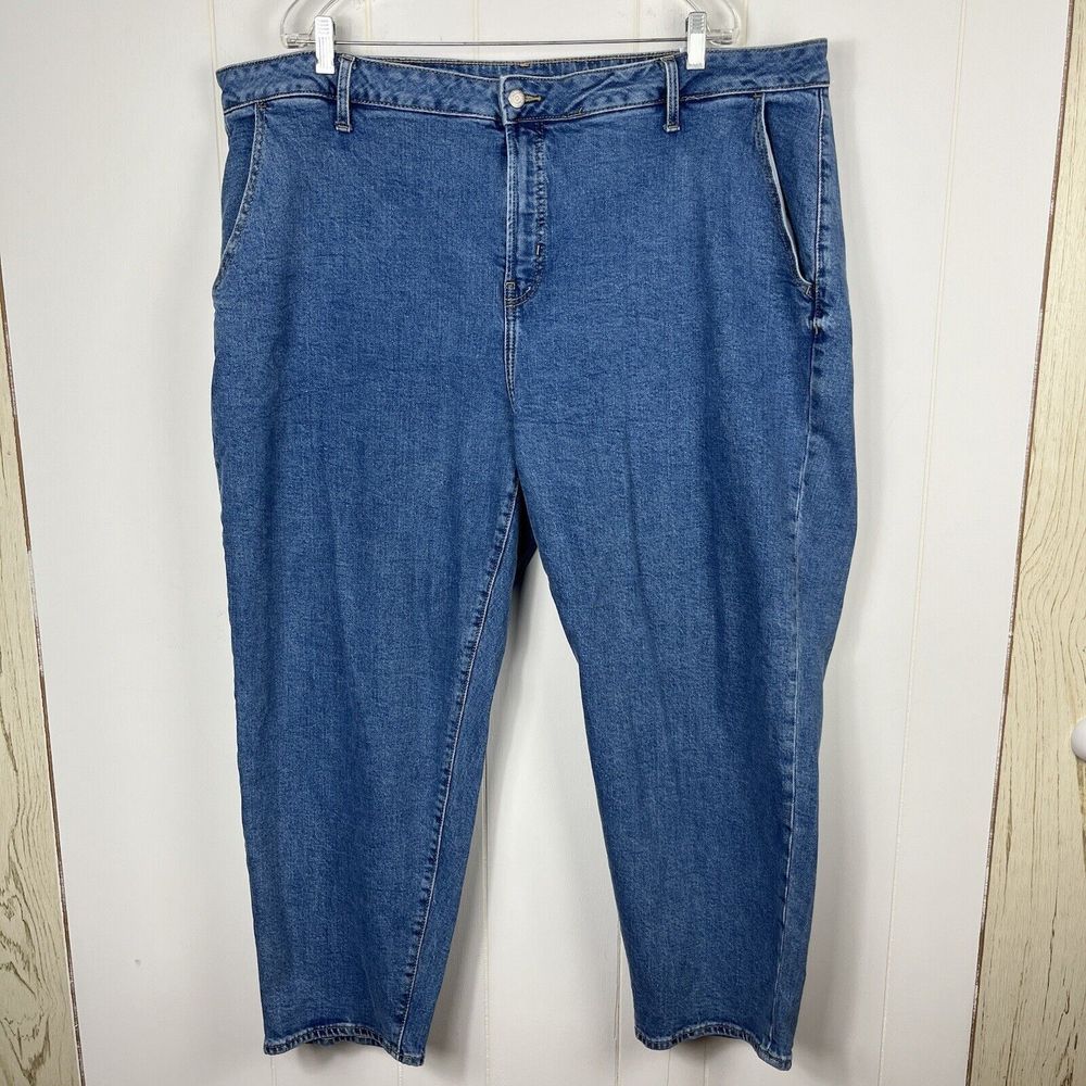 Old Navy Women Jeans 24 Plus 48x27 Blue Denim Sky-Hi Straight Extra High Rise